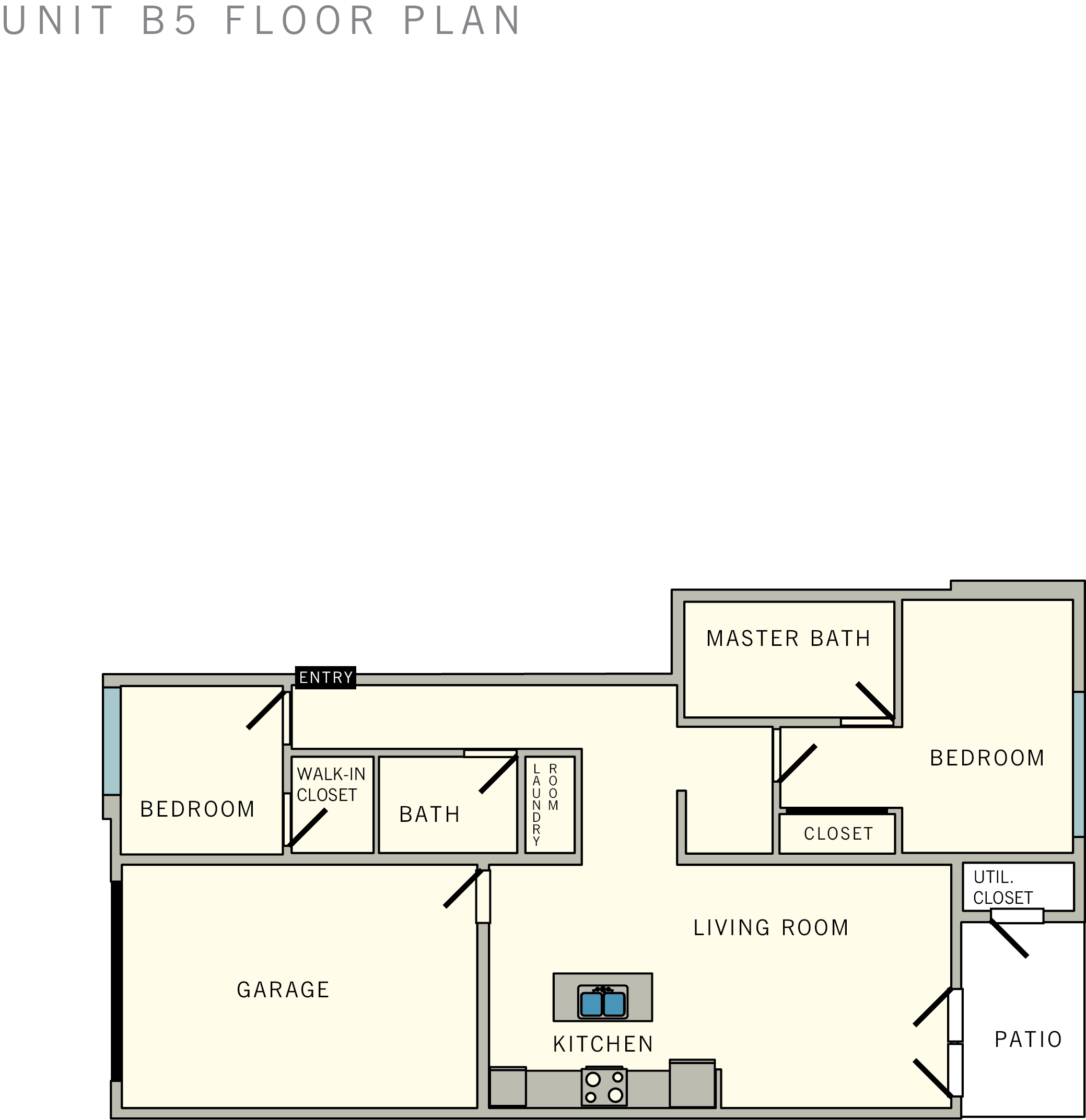 Floor plan for 2 beds, 2 baths, 1253 sqft